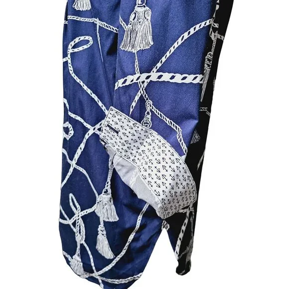 Chico's Button Down blouse size 12 nautical print quarter‎ sleeve flip cuff - Picture 4 of 11